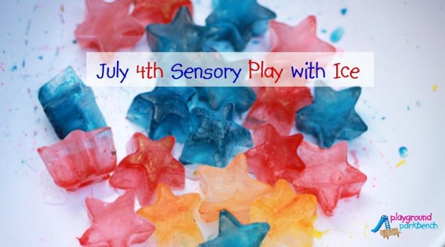 July 4th Sensory Play with Ice
