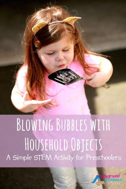 Blowing Bubbles with Household Objects - A Simple STEM activity for Preschoolers and one of 18 bubble activities in a complete unit study for kids