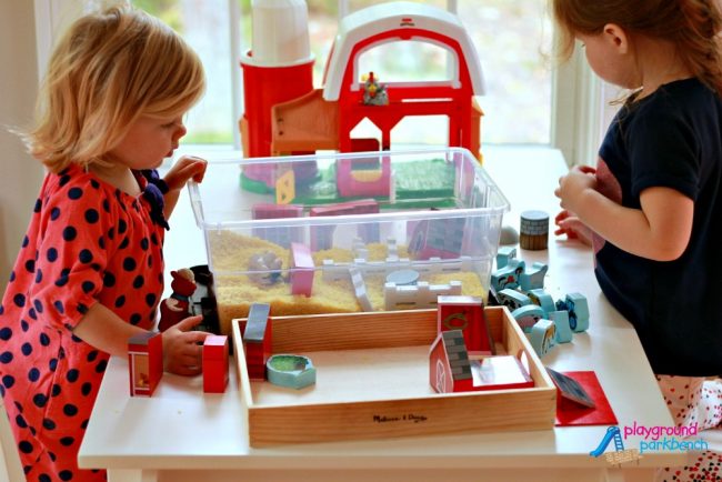 Farmyard Sensory Bin - Find and Seek Animal Pairs