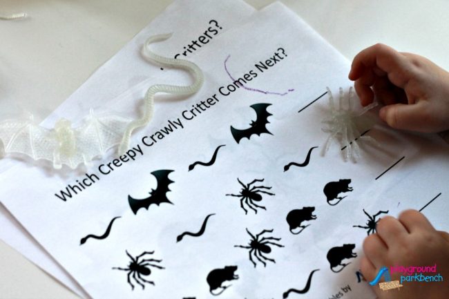 Halloween Sensory Play and STEM Exercises - Complete Patterns with Creepy Crawly Critter