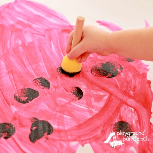 Kid-Made Ladybug Girl Wings - Adding Spots to the Wings