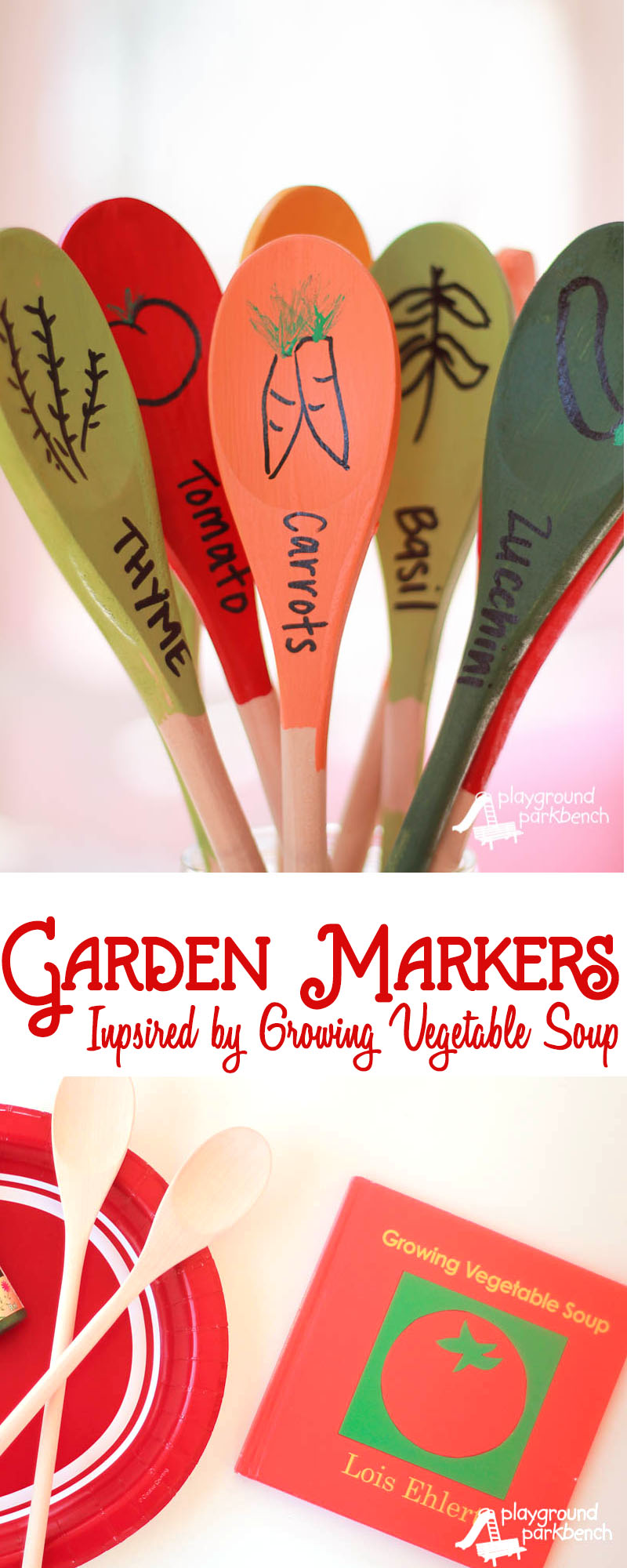 DIY Garden Markers Inspired by Lois Ehlert's Growing Vegetable Soup - Get ready to start your seeds with your kids this Spring by reading Lois Ehlert's Growing Garden boxed set and create your own DIY, permanent Garden Markers | Gardening | DIY | Crafts for Kids | Kids Activities | Children's Books | Spring | Gardening with Kids |