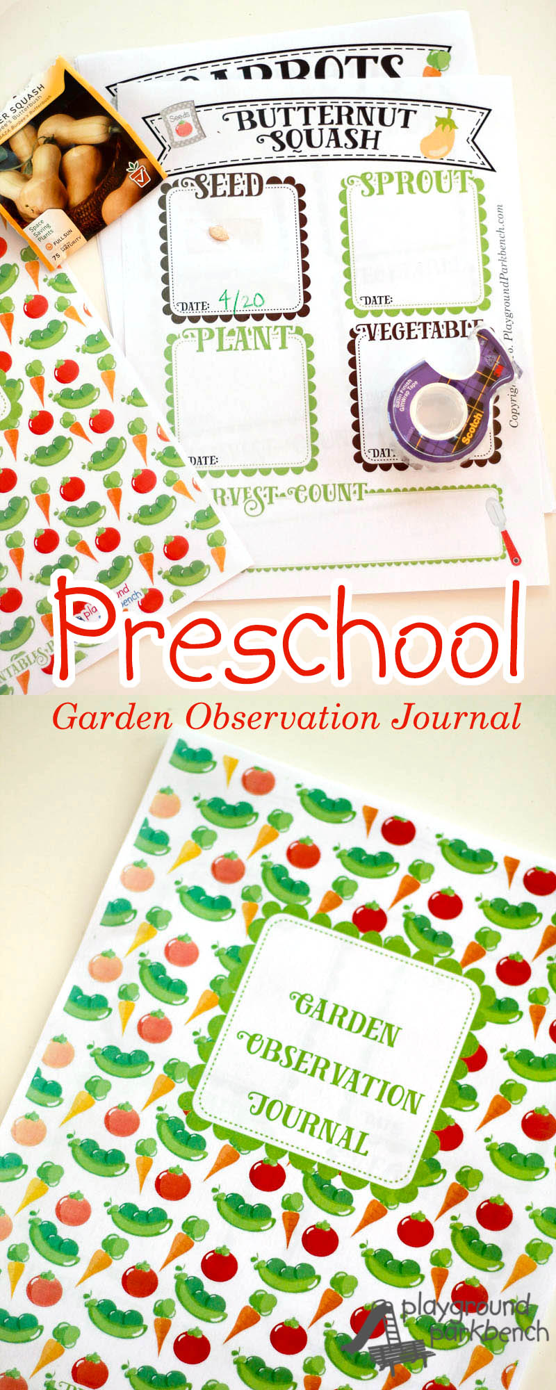 Learn with your garden all season long using a Garden Observation Journal. Track dates from planting seeds to sprout, mature plant, and first vegetable harvest, and keep count of all your harvest! Download your very own Garden Observation Journal, including 20+ customized pages of vegetables and fruits, as well as a generic flower and blank page to add as many as you need to track your own garden beds! | STEAM | STEM | Gardening with Kids | Preschool | Plant Life Cycle