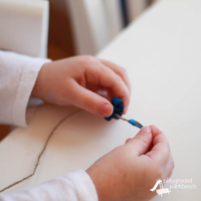 Red White and Blue Patriotic Station Necklaces - Fine Motor Skill Activity for Toddlers and Preschoolers