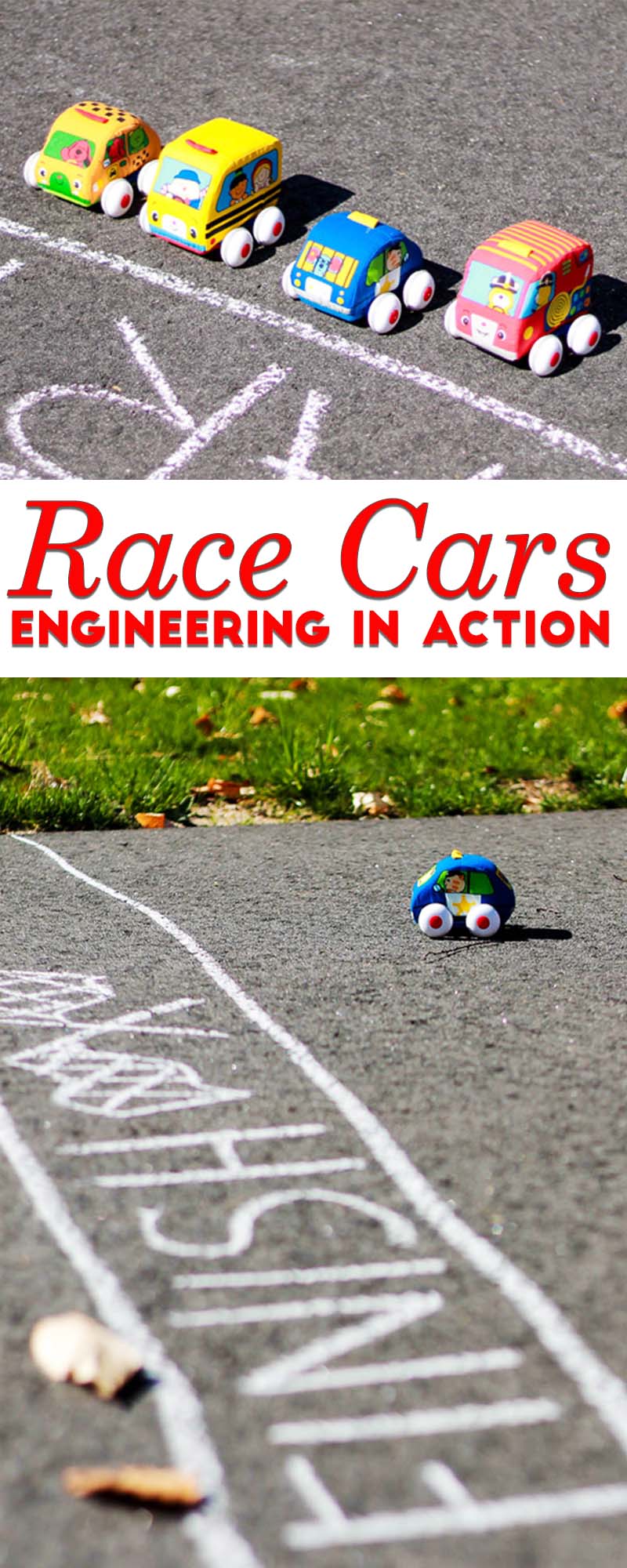 Learn some basic engineering with toys you already have... Race cars are great learning tools and demonstrate engineering in action. A fun, hands on, outdoor and active learning activity for toddlers and preschoolers | STEM | STEAM | Toddlers | Preschool | Engineering for Kids | Totschool | Outdoor Fun | Kids Activity