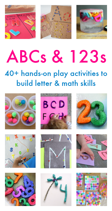 40+ hands on play based activities to build letter and number skills with your toddler or preschooler! Perfect for use at home with your child, or in a classroom setting. Learning activities for indoors and outside in your backyard, with multi-sensory exploration of letters and numbers. | Toddler | Preschool | Totschool | Learning through Play | Play |STEM | STEAM | Early Literacy | Math for Preschool