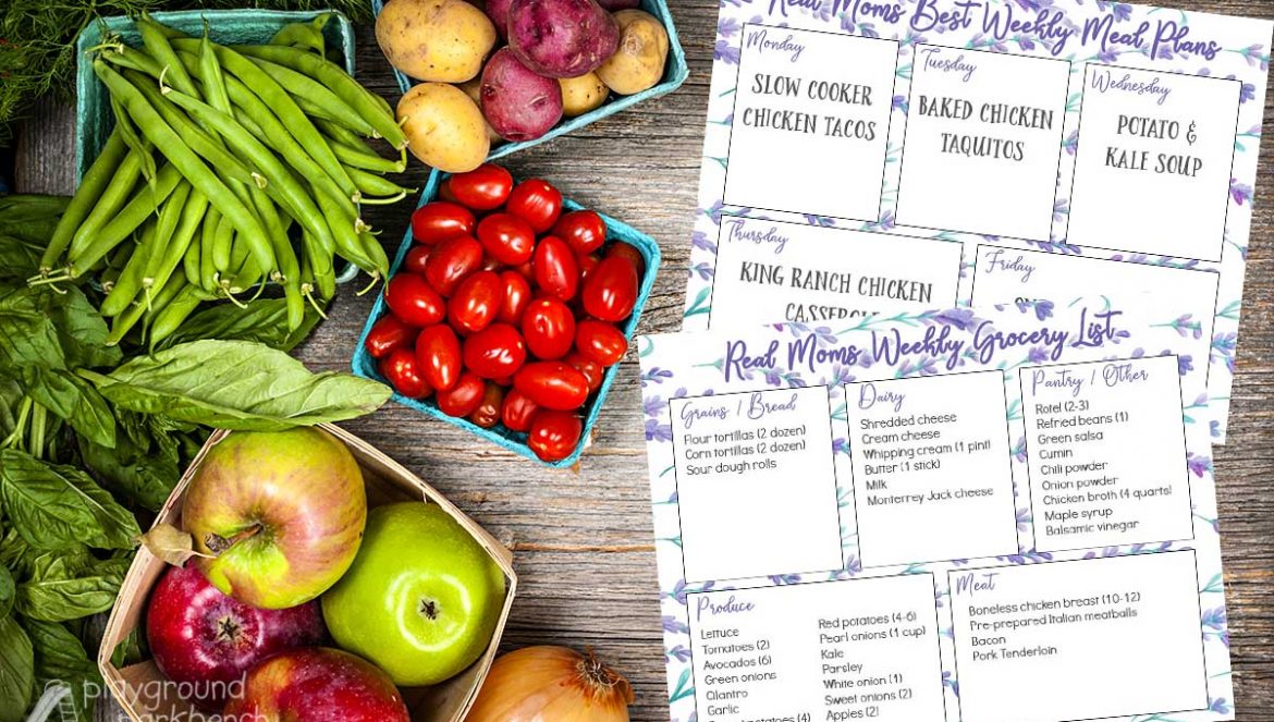Real Moms Best Weekly Meal Plans - 5 weeknight dinner, on a printable menu complete with grocery list. Take the hassle out of meal planning - just download, print and go!