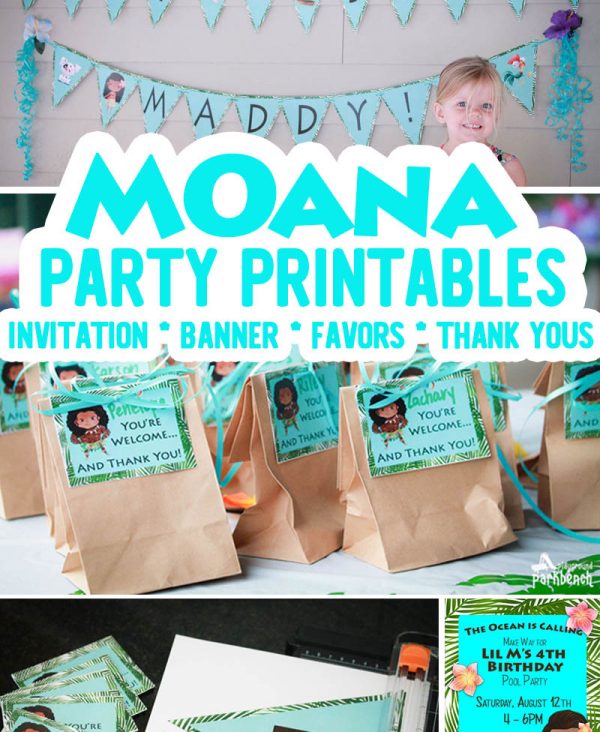 Add the perfect finishing touch to your child's Moana party with this set of 4 different party printables - including an invitation, customizeable birthday banner, party favor tags, and thank you notes. | Kids Party | Kids Birthday Party | Disney Moana | Moana Birthday Party